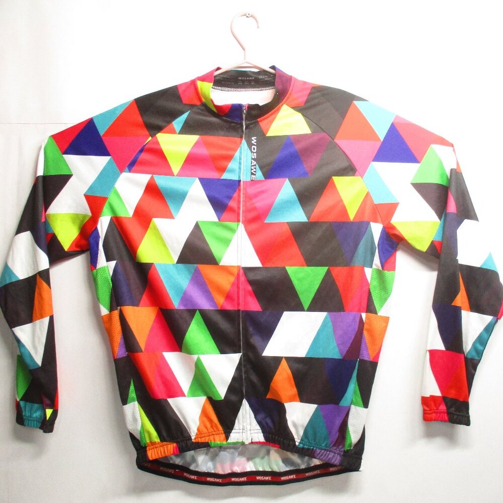 WOSAWE Men's Multi-Color Cycling Jersey Size XXL/2XL Long Sleeve Full Zip